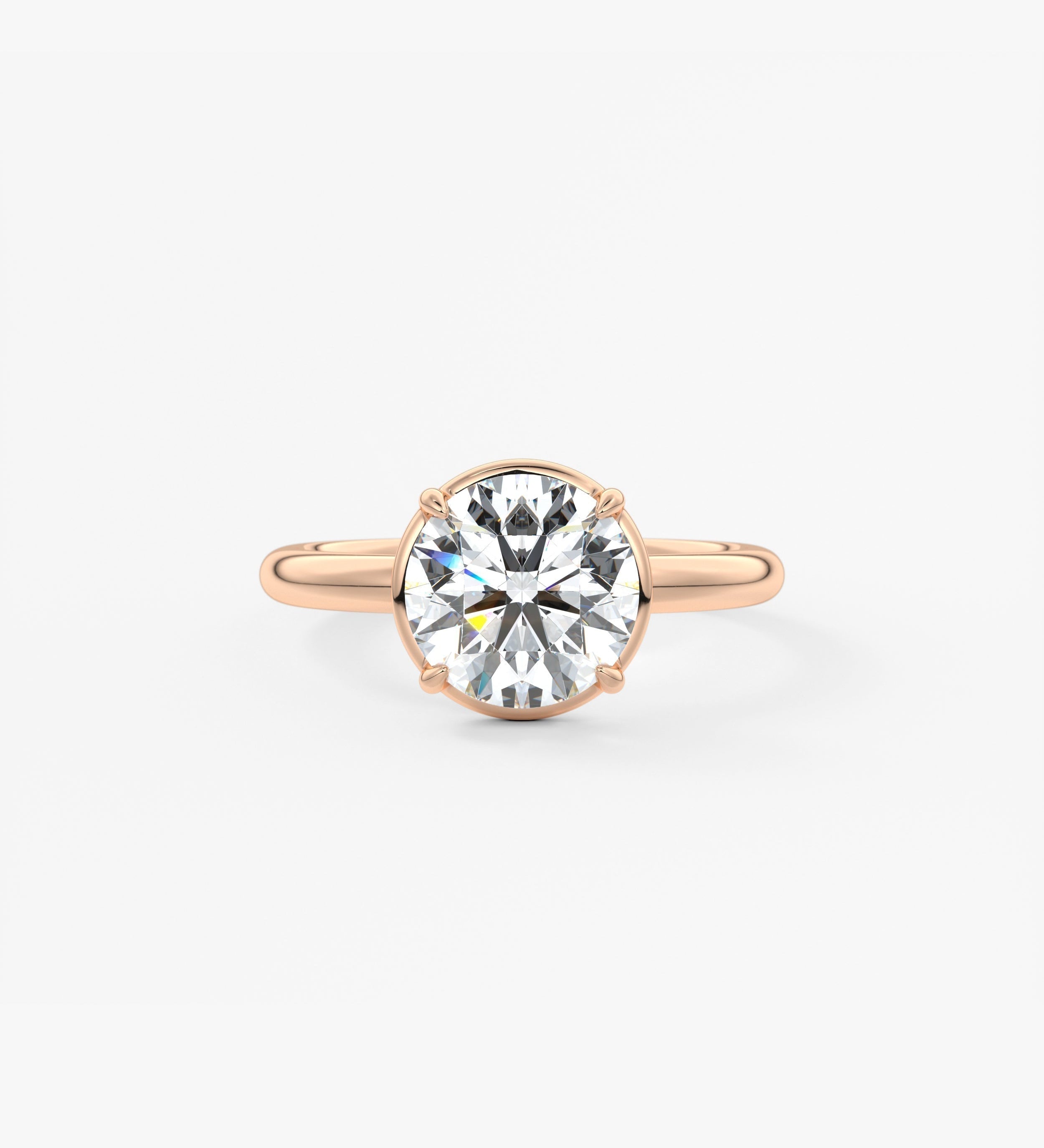 Round Bezel Lab Grown Diamond Engagement Ring
