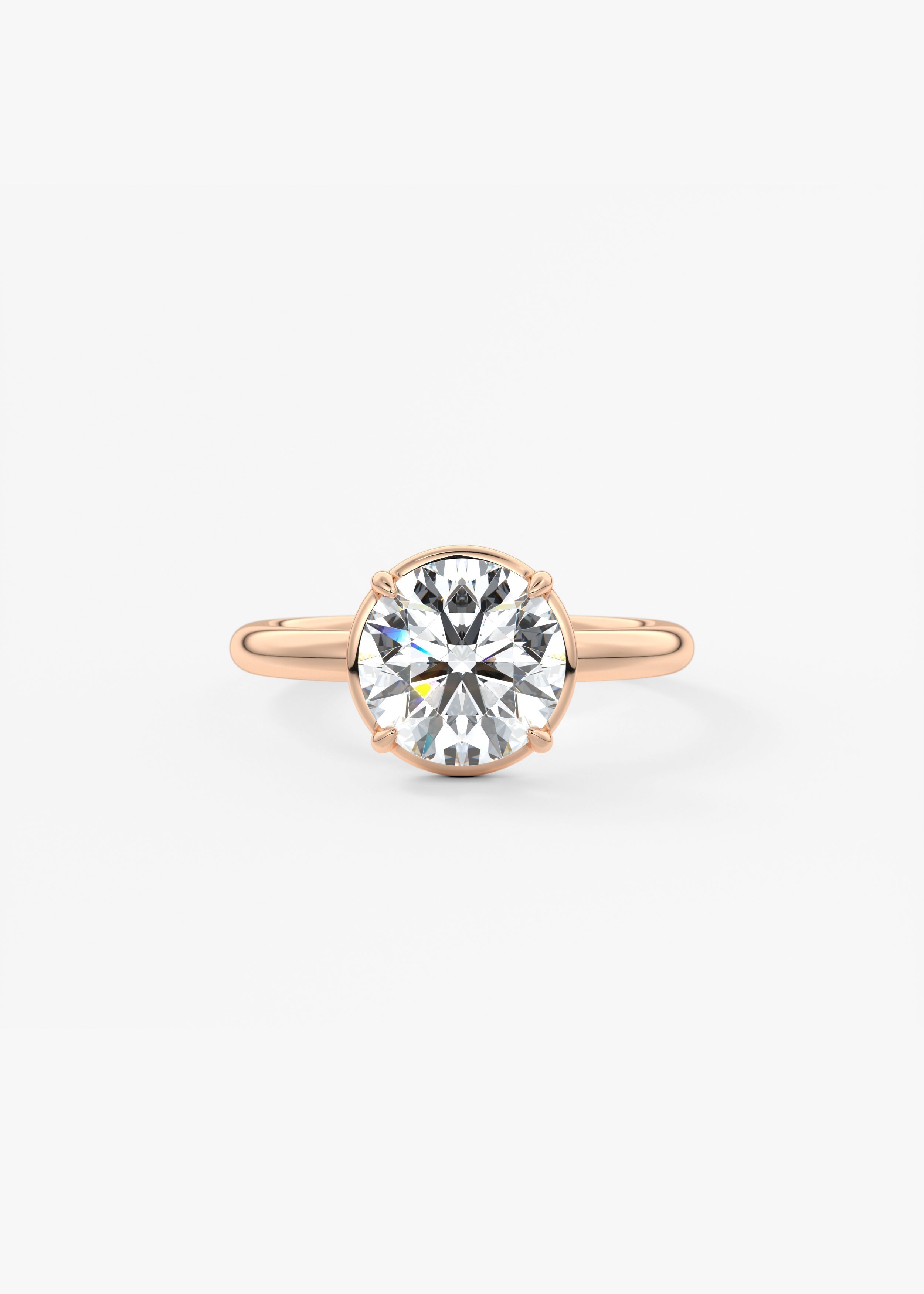 Round Bezel Lab Grown Diamond Engagement Ring