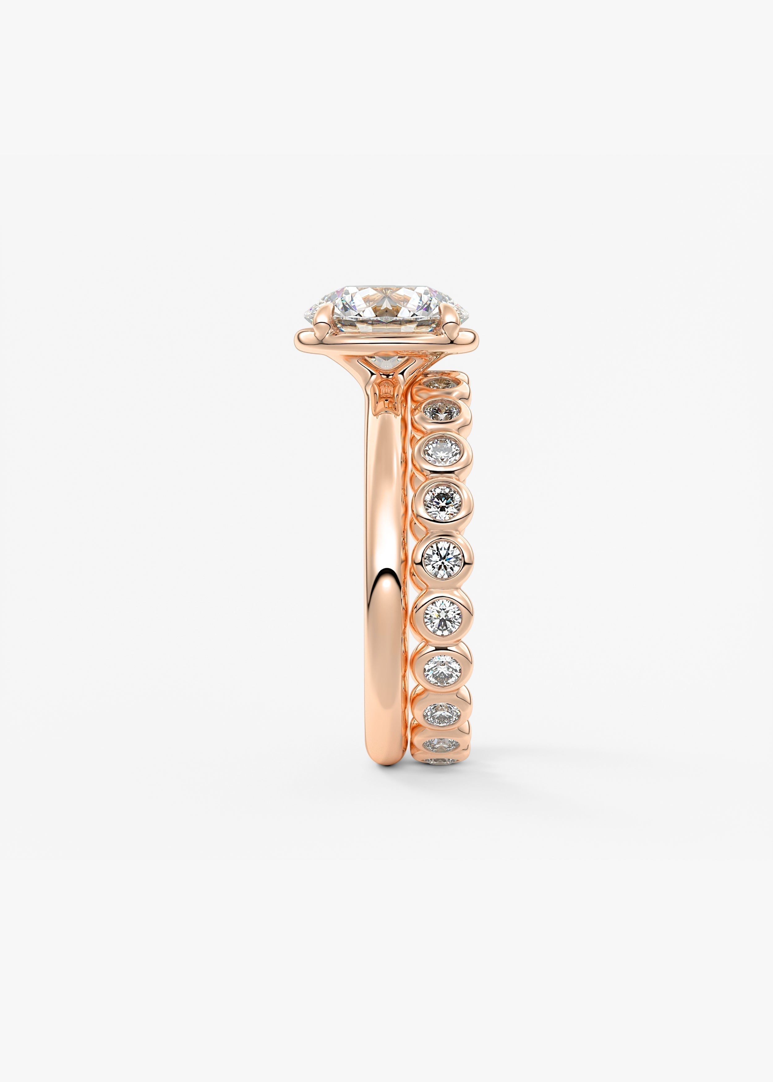 Round Bezel Lab Grown Diamond Engagement Ring