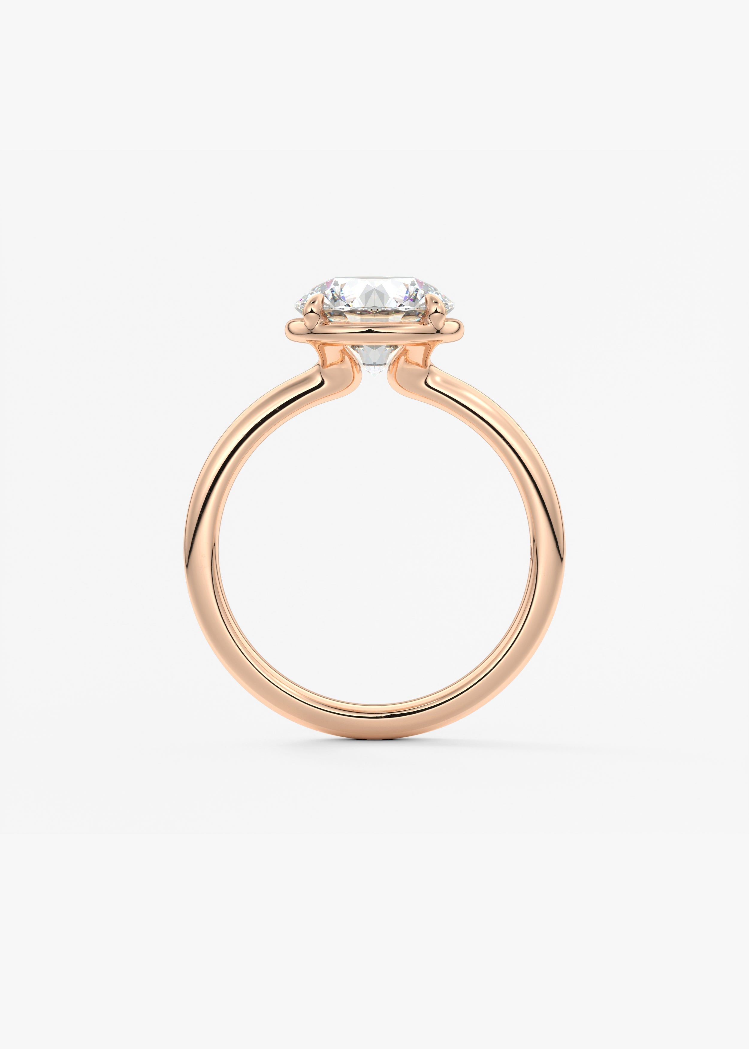 Round Bezel Lab Grown Diamond Engagement Ring