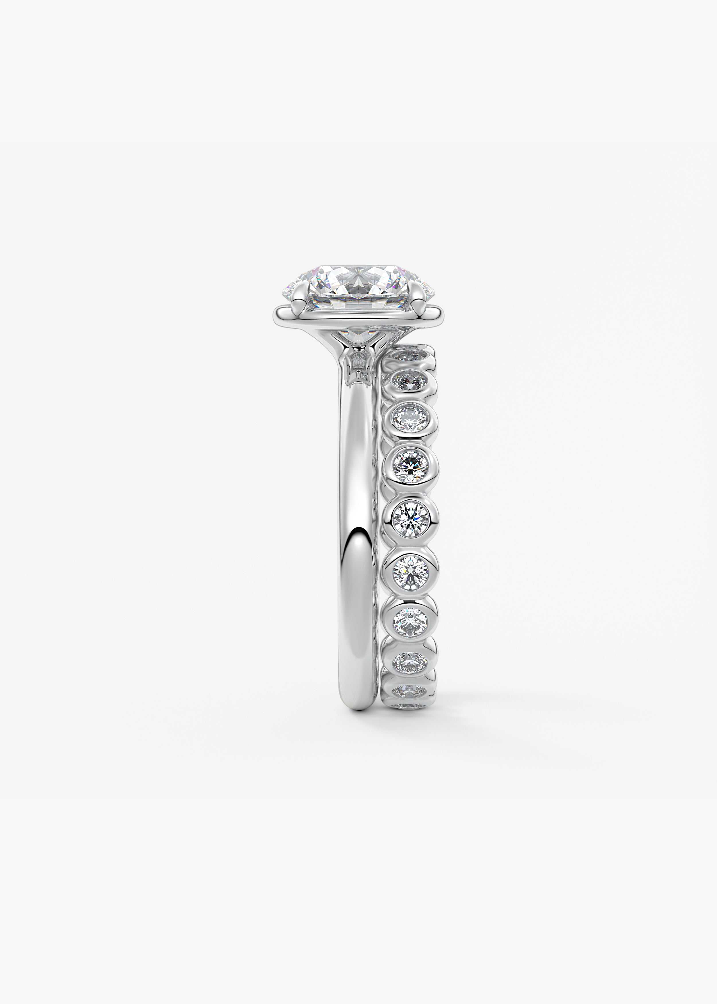 Round Bezel Lab Grown Diamond Engagement Ring