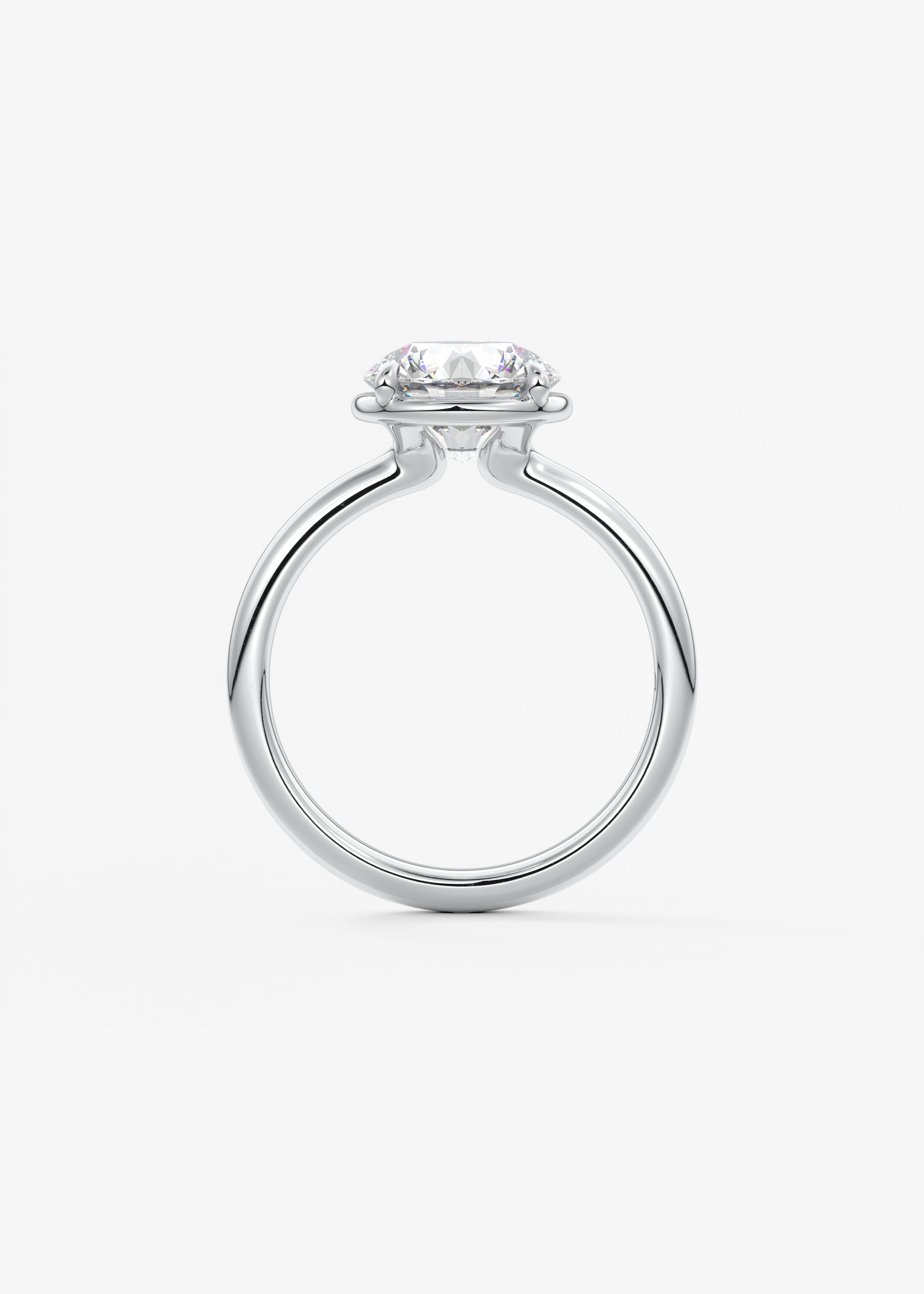 Round Bezel Lab Grown Diamond Engagement Ring