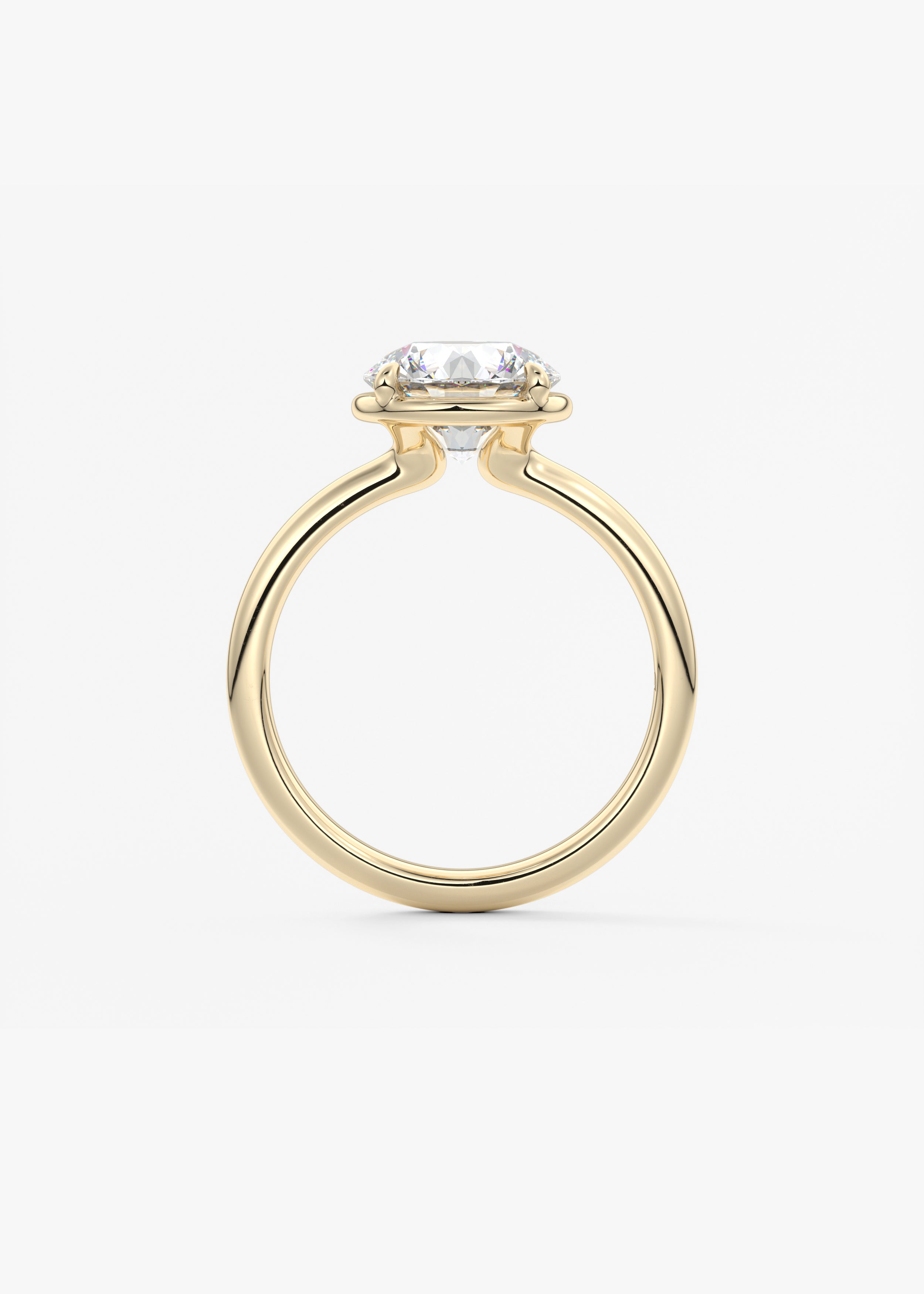 Round Bezel Lab Grown Diamond Engagement Ring