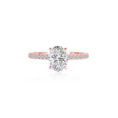 Stunning 1.0 CT Oval Moissanite Engagement Ring with Hidden Halo & Pave Design 1