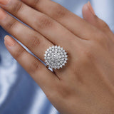 Round Cut Halo Style Cubic Zirconia in 925 Sterling Silver Ring 9