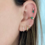 0.50 TCW Round Cut Moissanite Dainty Style Hoop Earrings in Gold 2