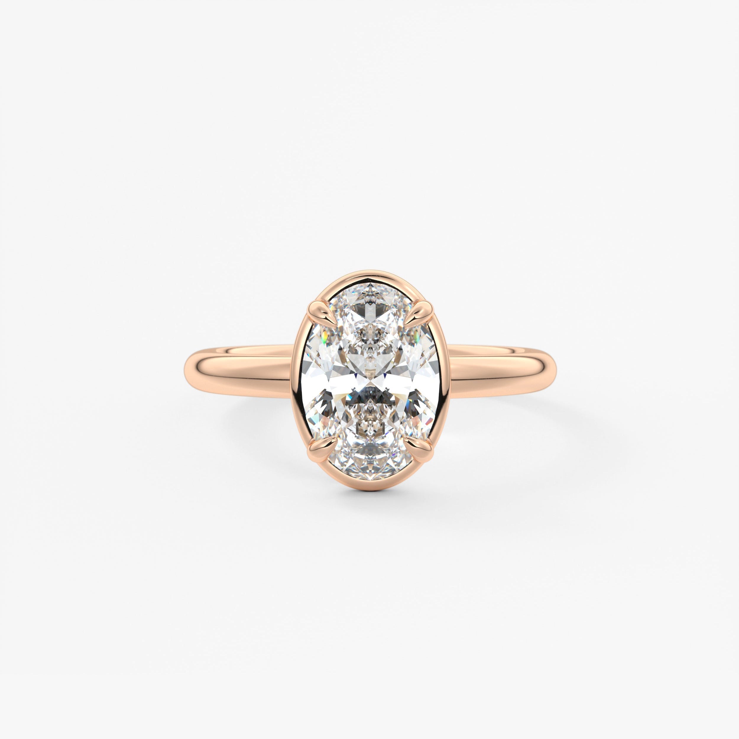 Oval Bezel Lab Grown Diamond Engagement Ring