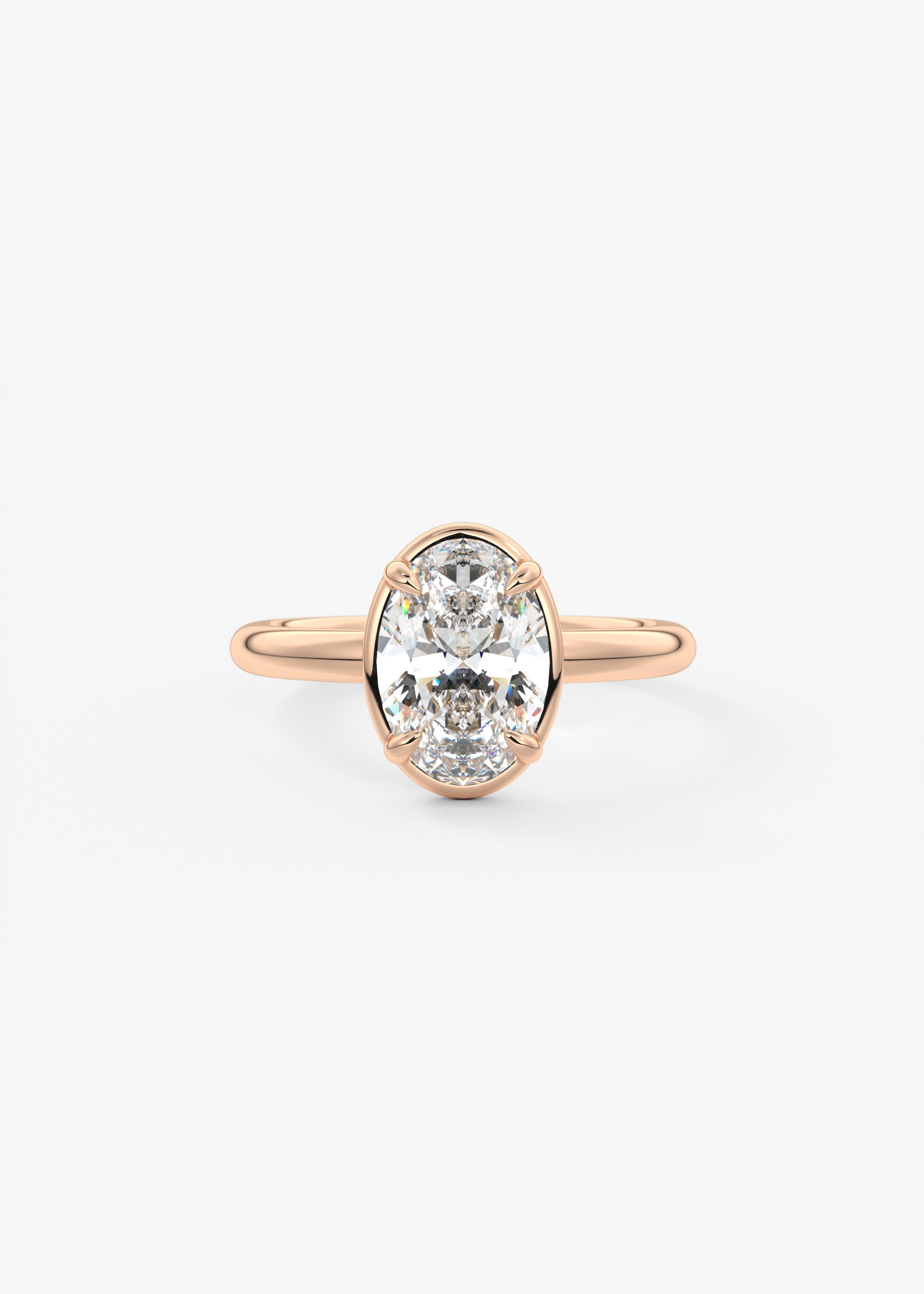 Oval Bezel Lab Grown Diamond Engagement Ring