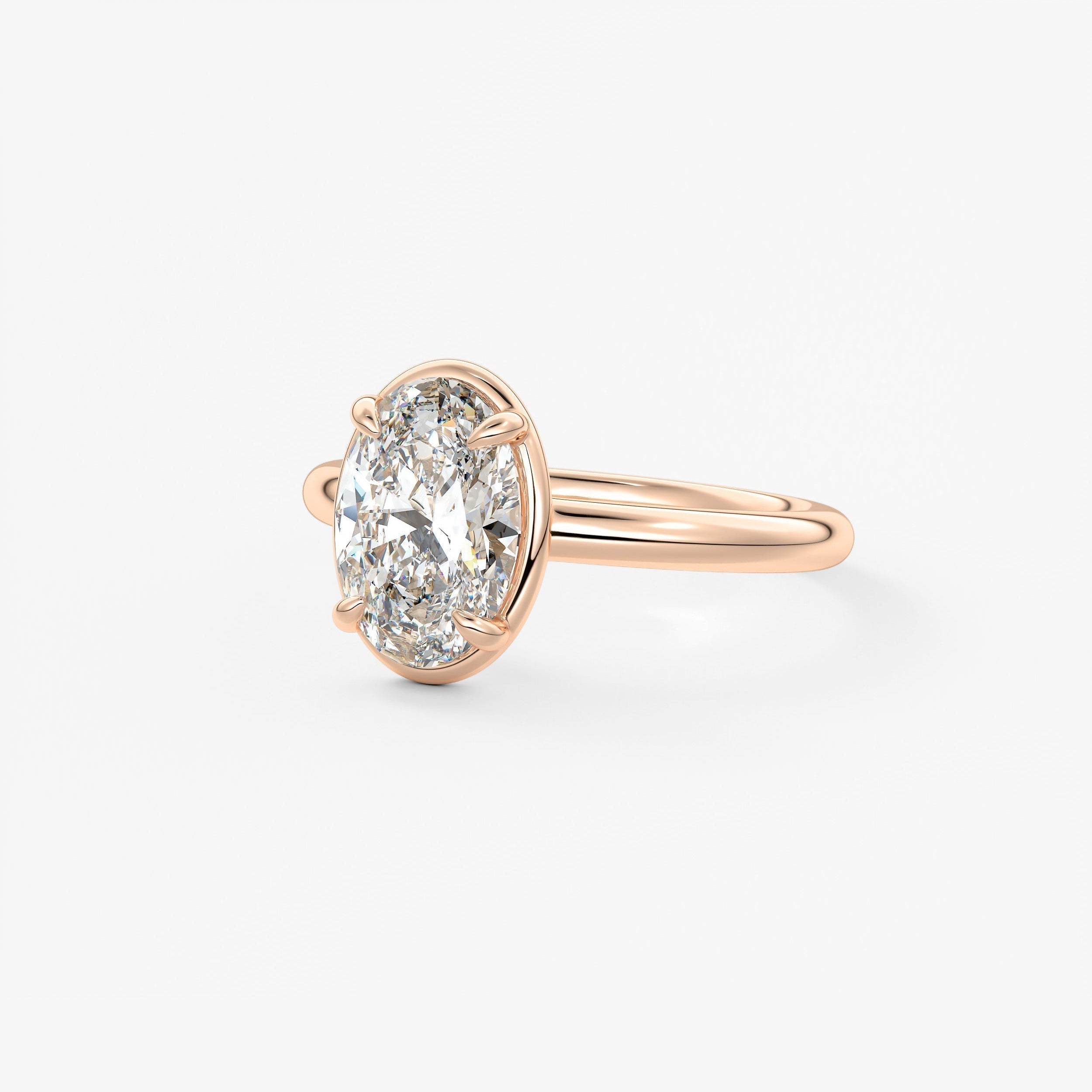 Oval Bezel Lab Grown Diamond Engagement Ring