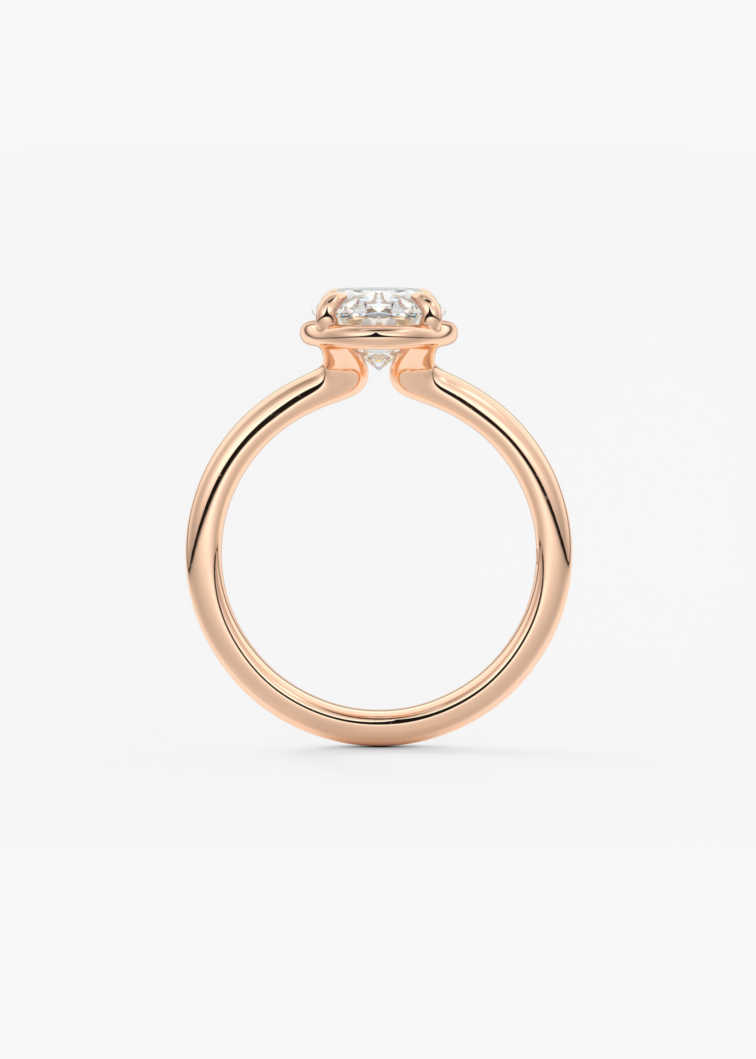 Oval Bezel Lab Grown Diamond Engagement Ring