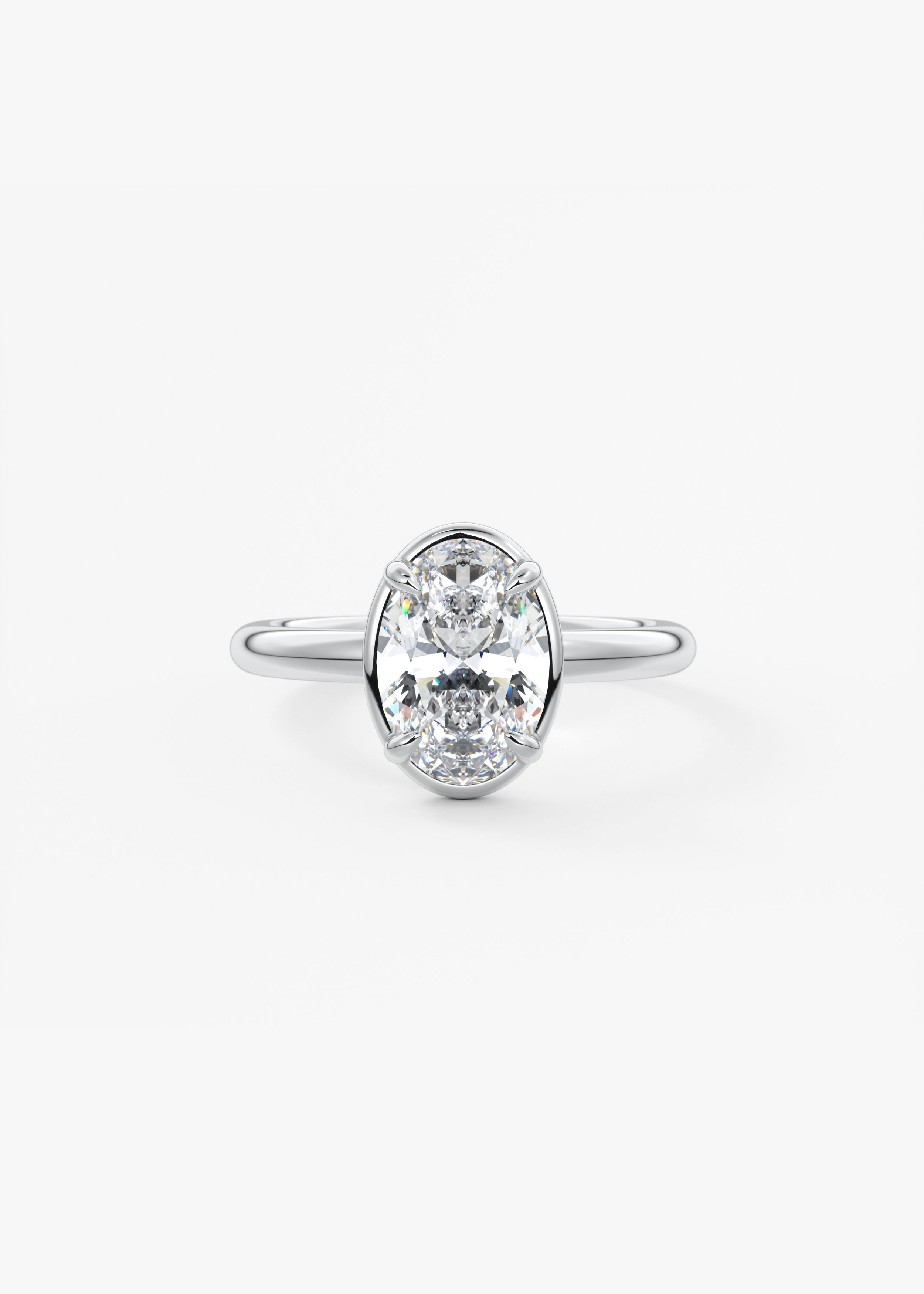 Oval Bezel Lab Grown Diamond Engagement Ring