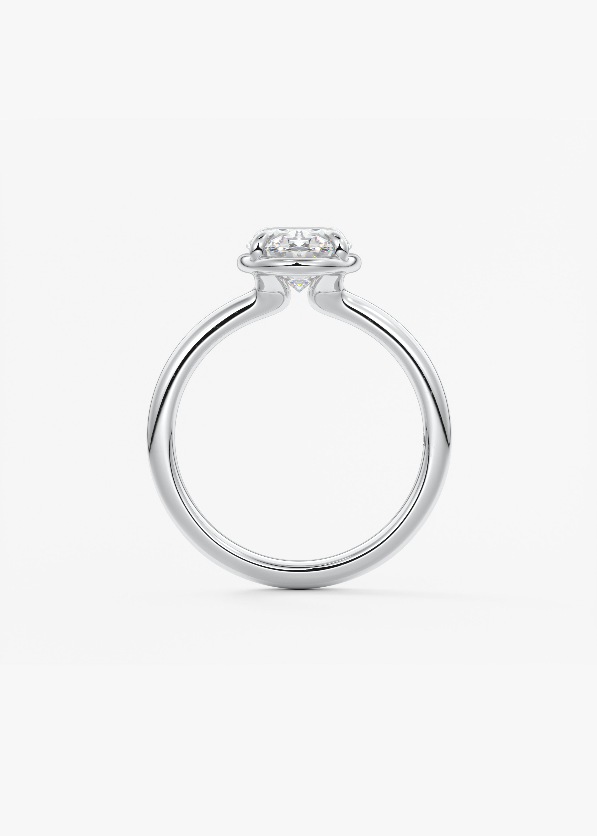 Oval Bezel Lab Grown Diamond Engagement Ring