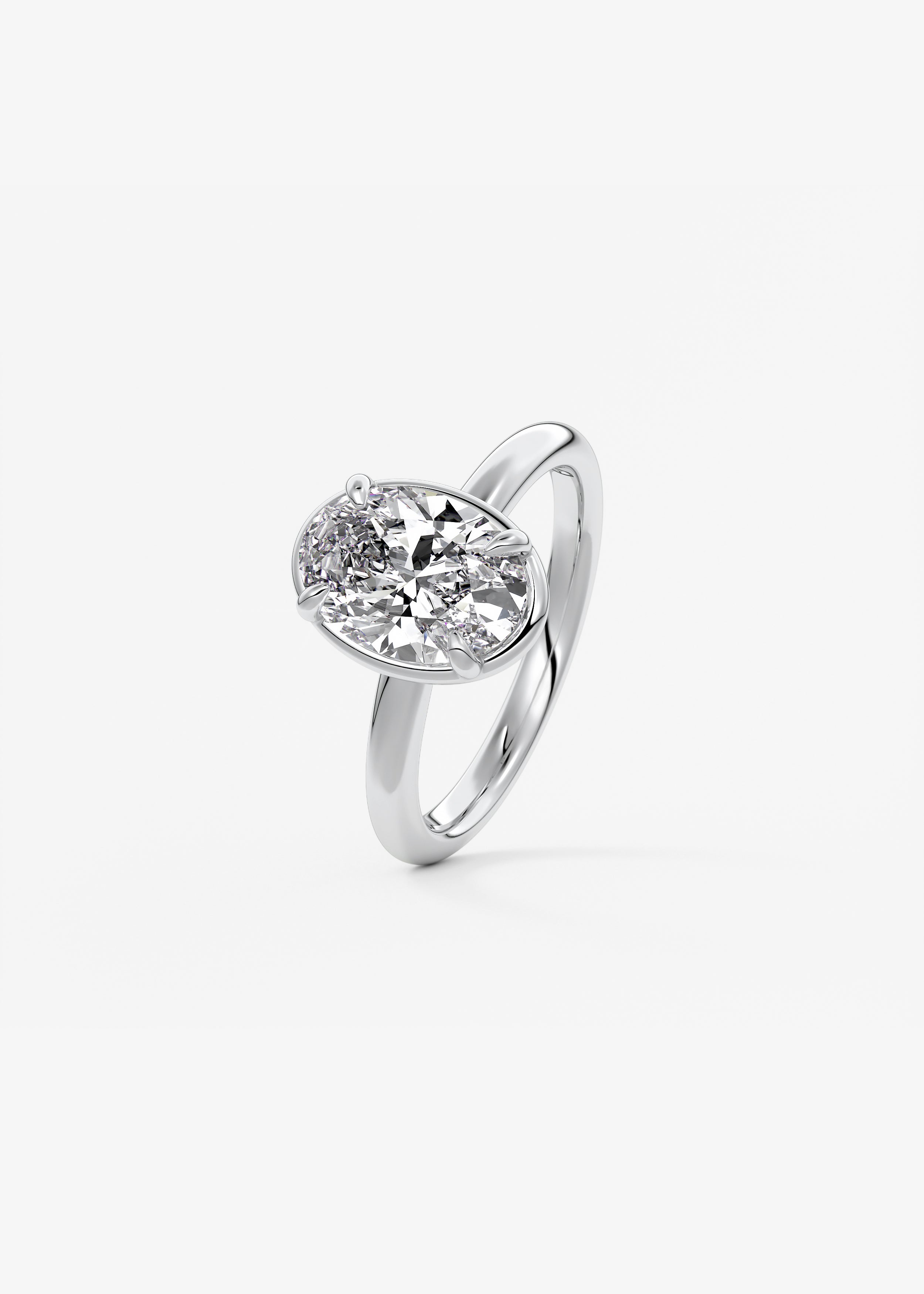 Oval Bezel Lab Grown Diamond Engagement Ring