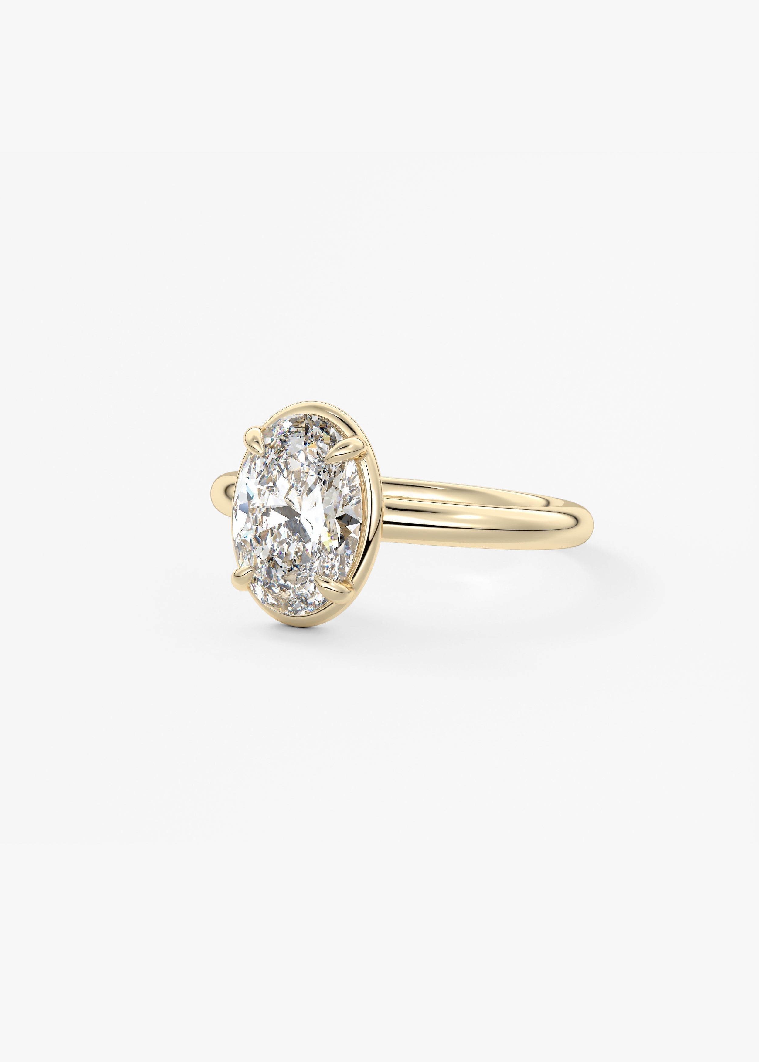 Oval Bezel Lab Grown Diamond Engagement Ring