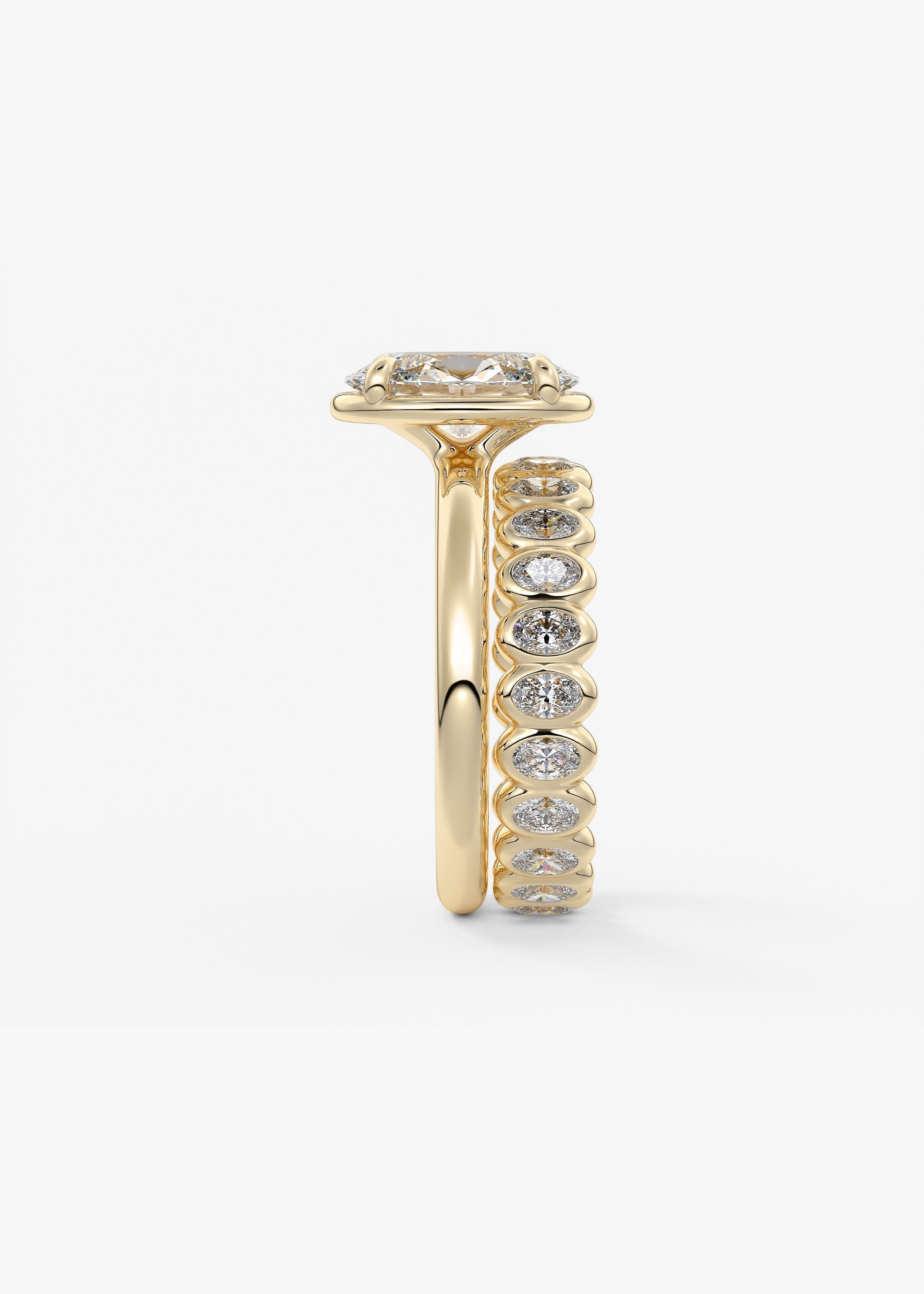 Oval Bezel Lab Grown Diamond Engagement Ring