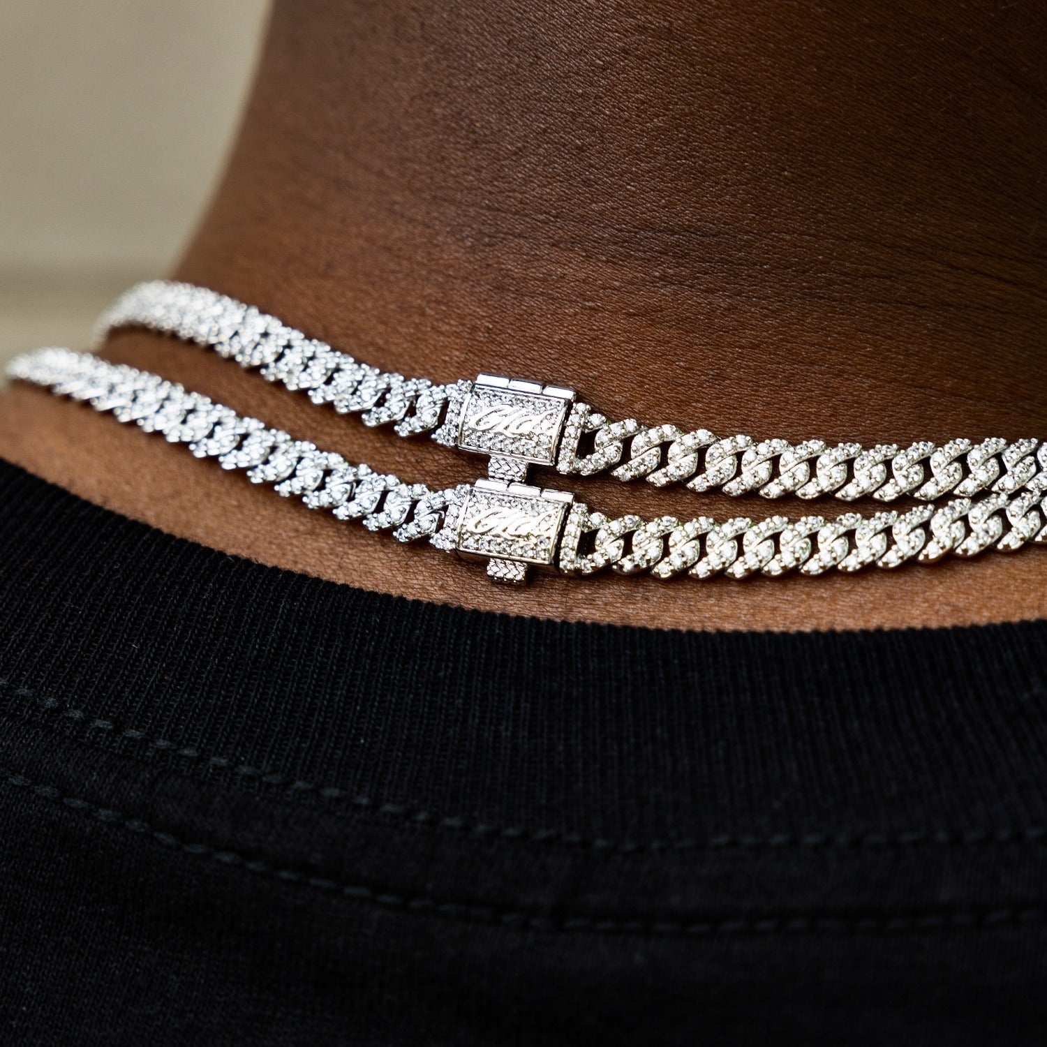 40 CT Round Moissanite Diamond Cuban Silver Necklace For Him 5