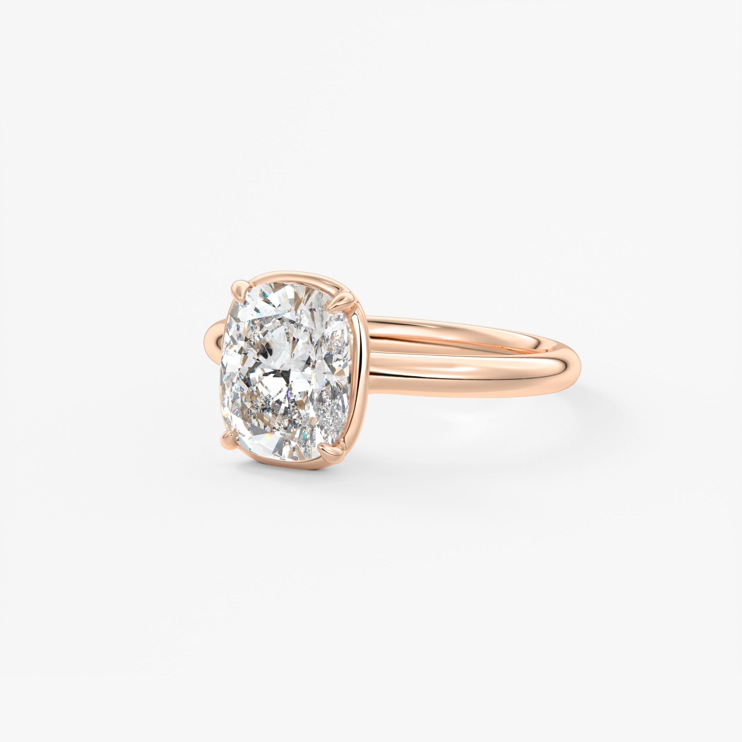 Elongated Cushion Bezel Lab Grown Diamond Engagement Ring
