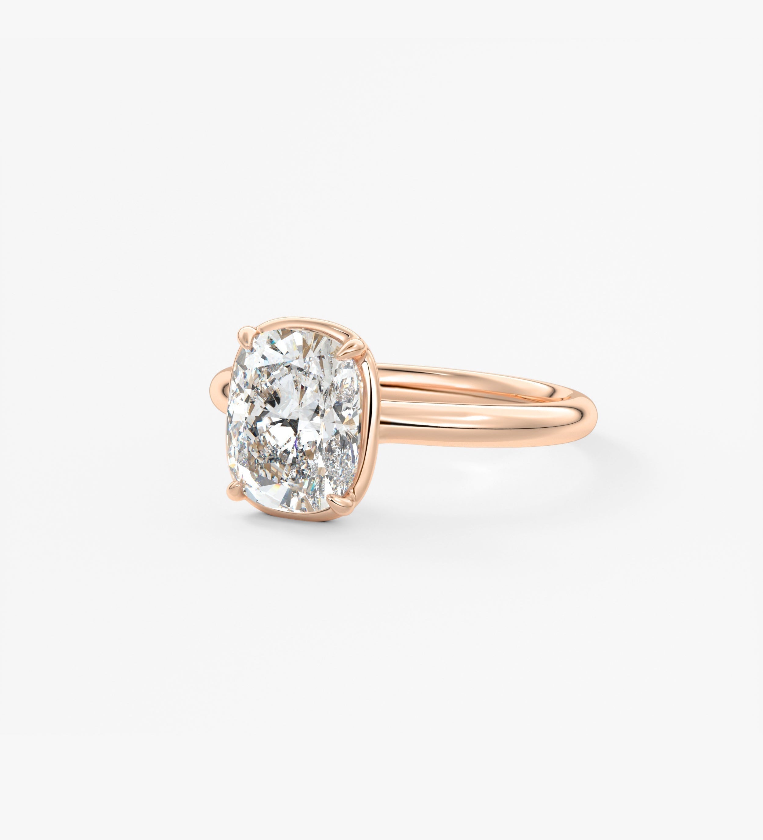 Elongated Cushion Bezel Lab Grown Diamond Engagement Ring