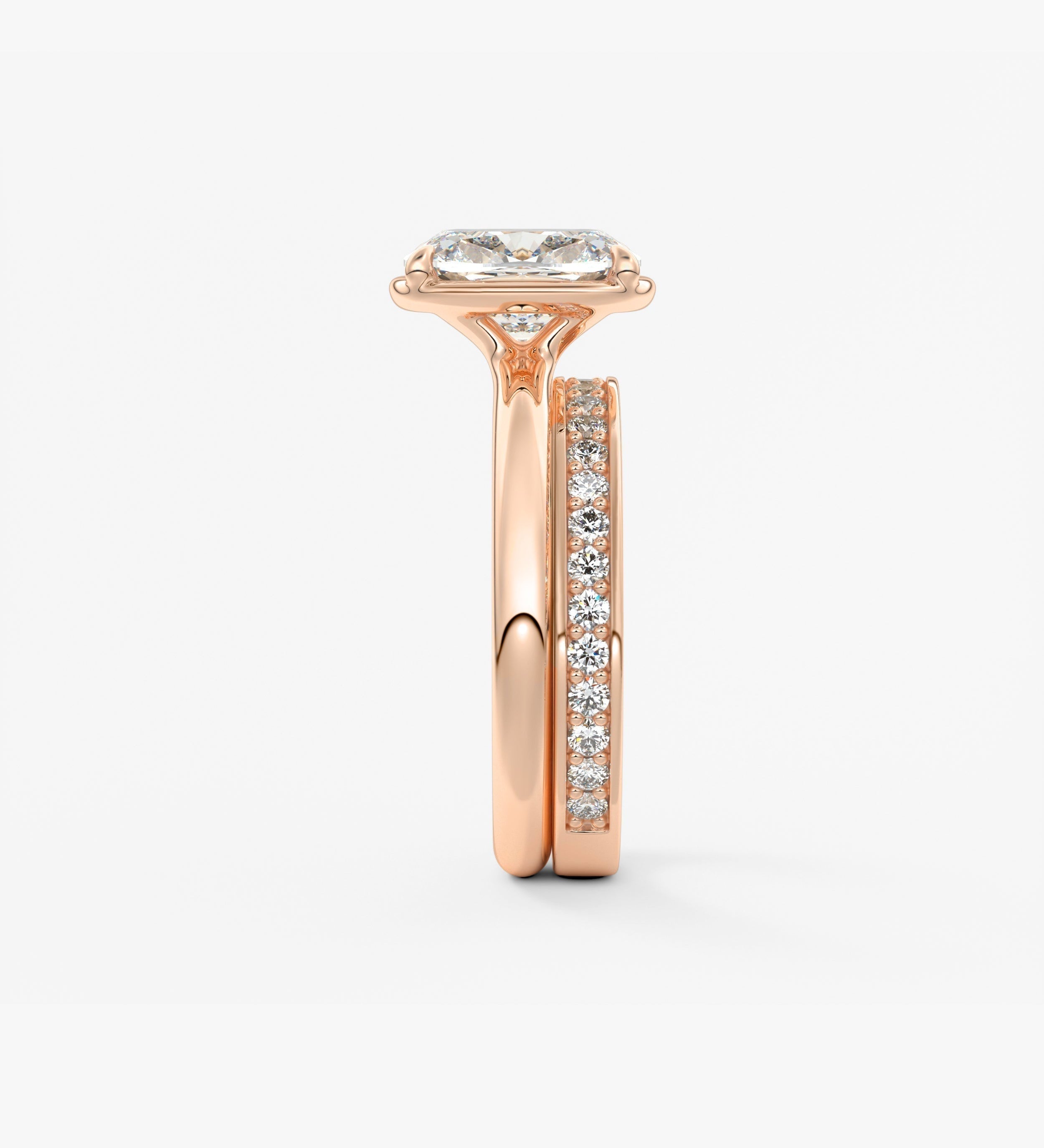 Elongated Cushion Bezel Lab Grown Diamond Engagement Ring
