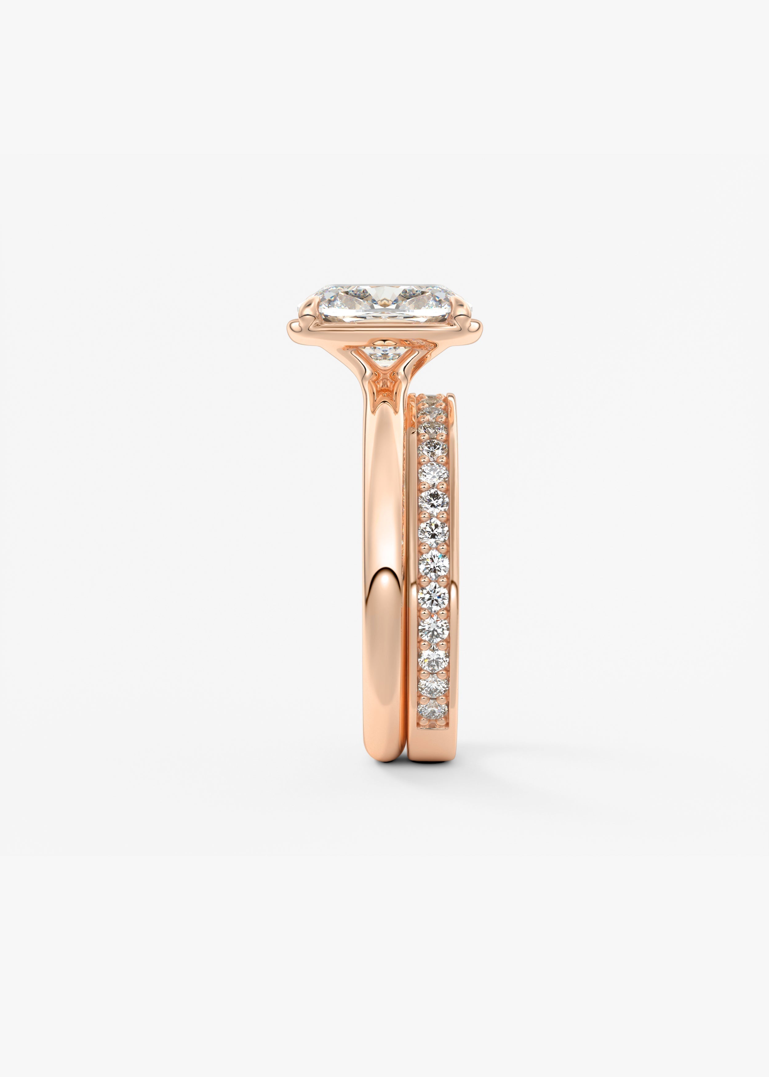 Elongated Cushion Bezel Lab Grown Diamond Engagement Ring