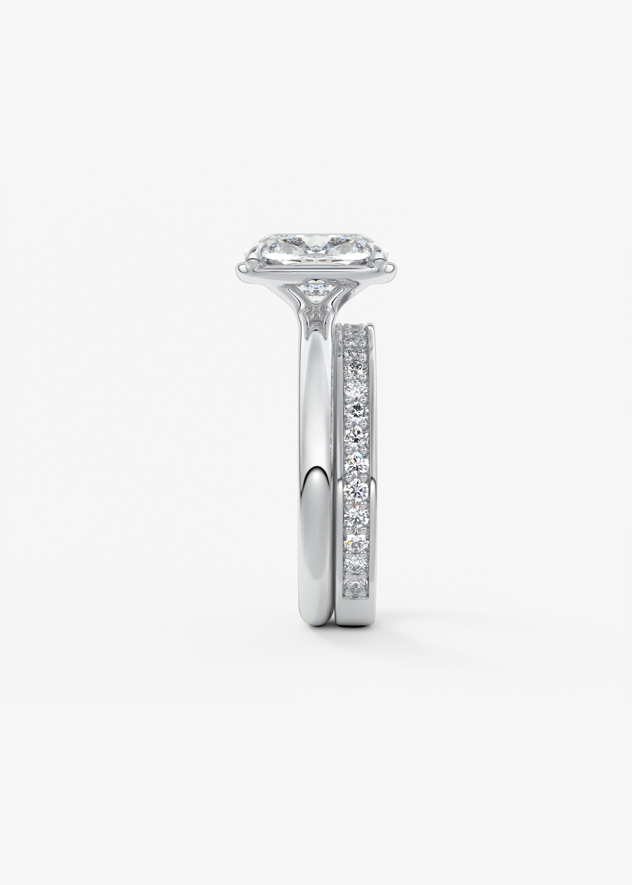 Elongated Cushion Bezel Lab Grown Diamond Engagement Ring