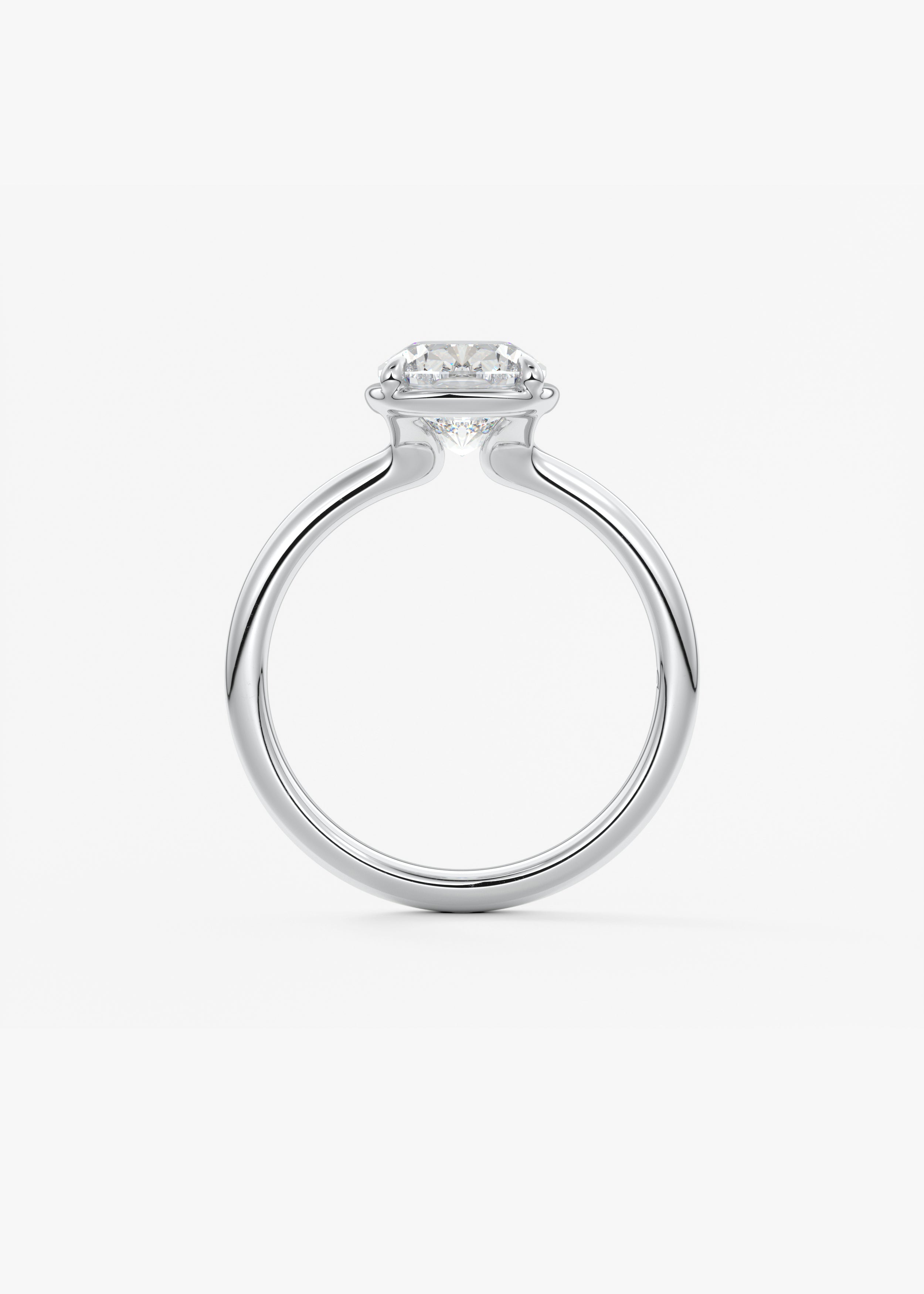 Elongated Cushion Bezel Lab Grown Diamond Engagement Ring