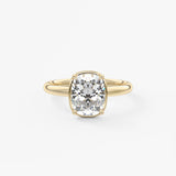 Elongated Cushion Bezel Lab Grown Diamond Engagement Ring