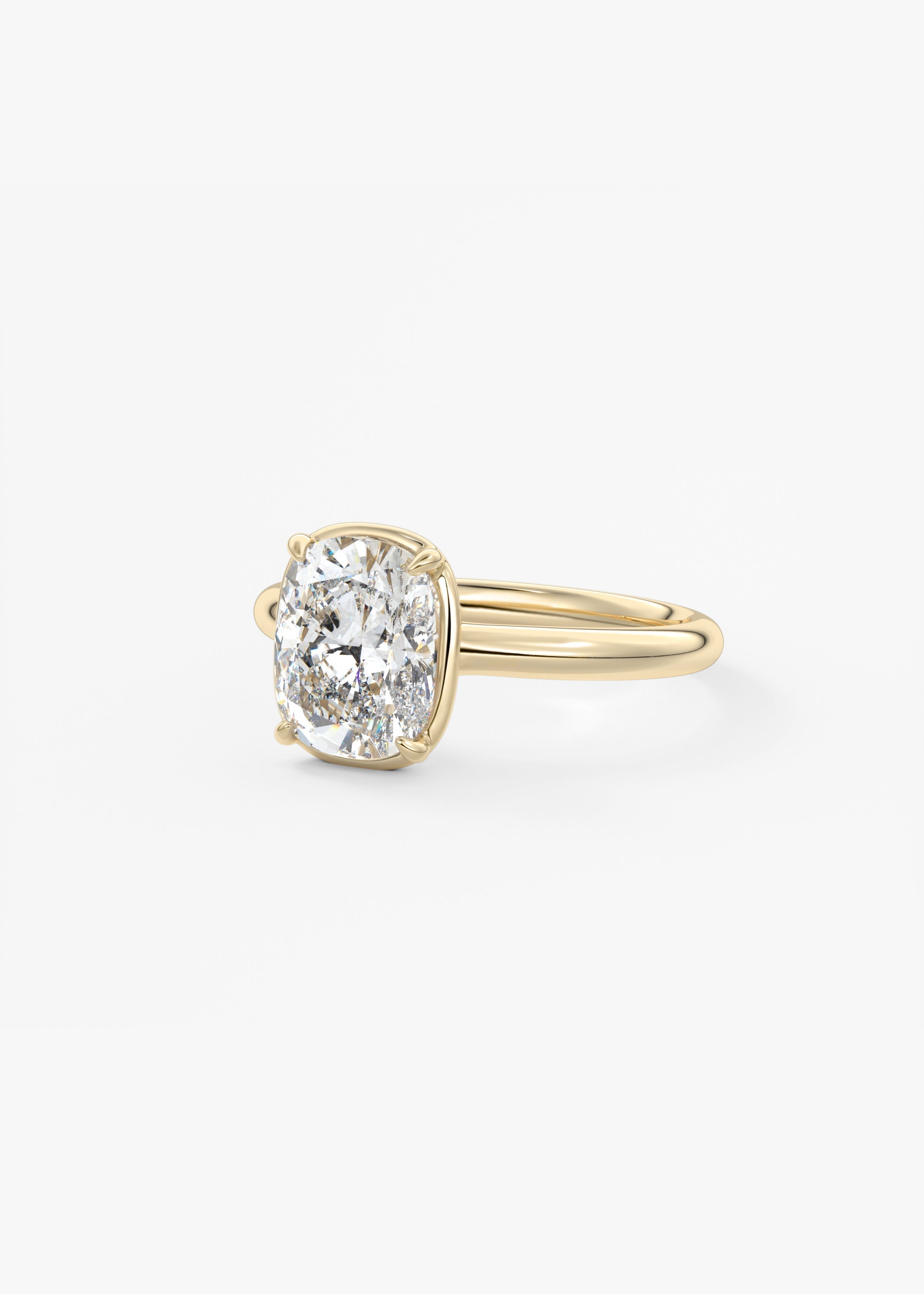Elongated Cushion Bezel Lab Grown Diamond Engagement Ring