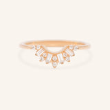 Stunning 0.2 TCW Round & Baguette Moissanite Stones Curved Wedding Bands 4
