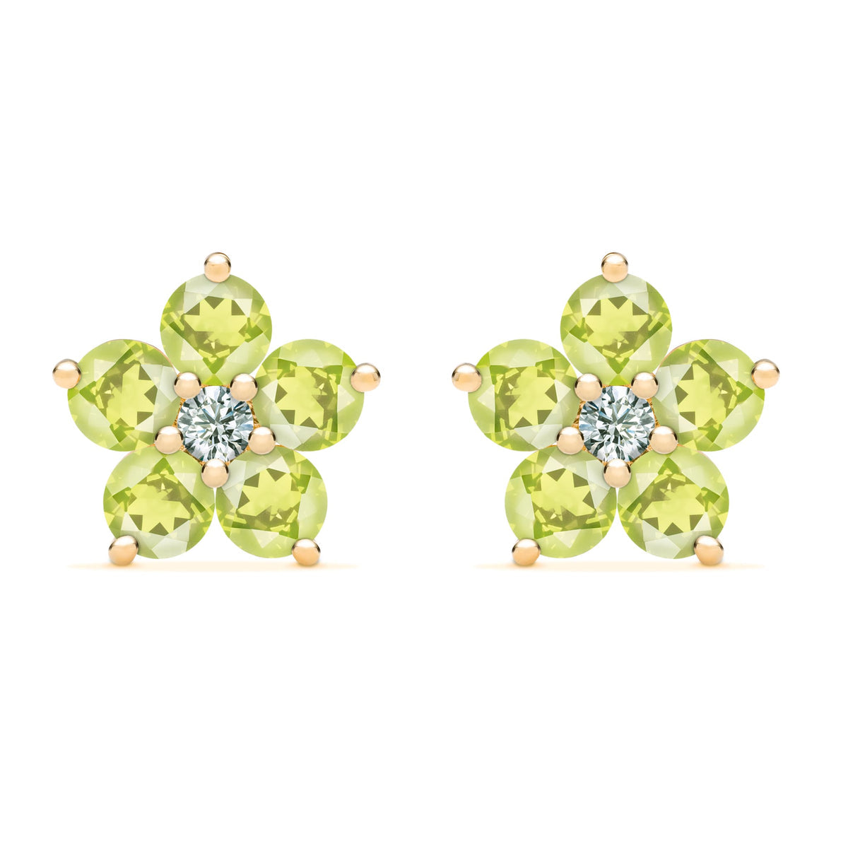 0.08 CT Round Peridot Lab Made Diamond- August Birthstone Studs 1