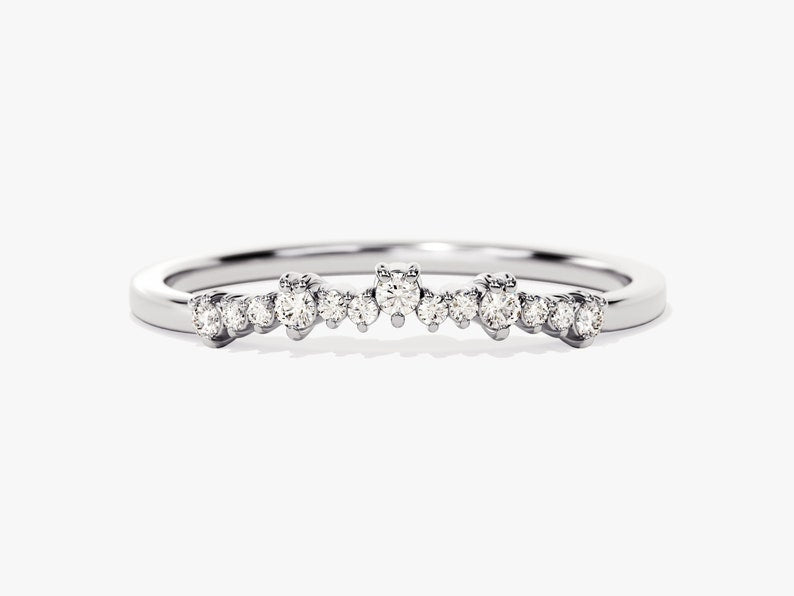 Stunning 0.11 TCW Round Moissanite Stones Cluster Wedding Bands 3