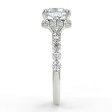Stunning 1.0 CT Cushion Moissanite Engagement Ring with Hidden Halo & Pave Design 7