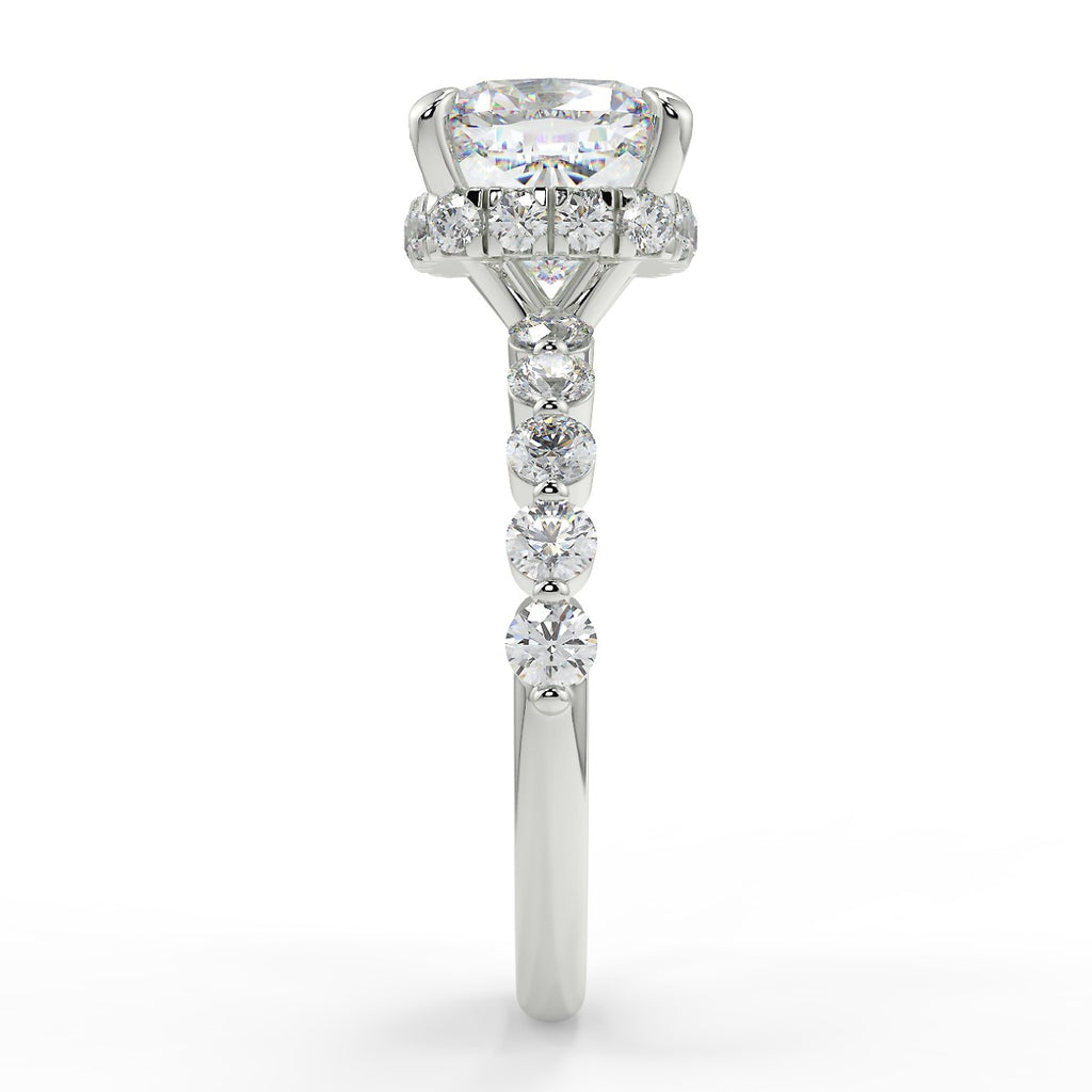Stunning 1.0 CT Cushion Moissanite Engagement Ring with Hidden Halo & Pave Design 7