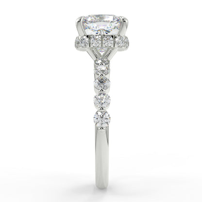 Stunning 1.0 CT Cushion Moissanite Engagement Ring with Hidden Halo & Pave Design 7