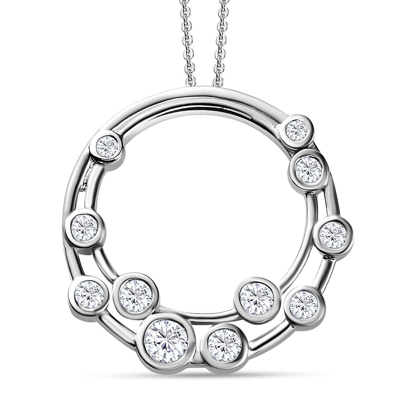 Round Cut Cubic Zirconia in 925 Sterling Silver Necklace 1
