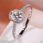 Stunning 1.0 CT Oval Cut Moissanite Engagement Ring with Halo & Pave Design 1