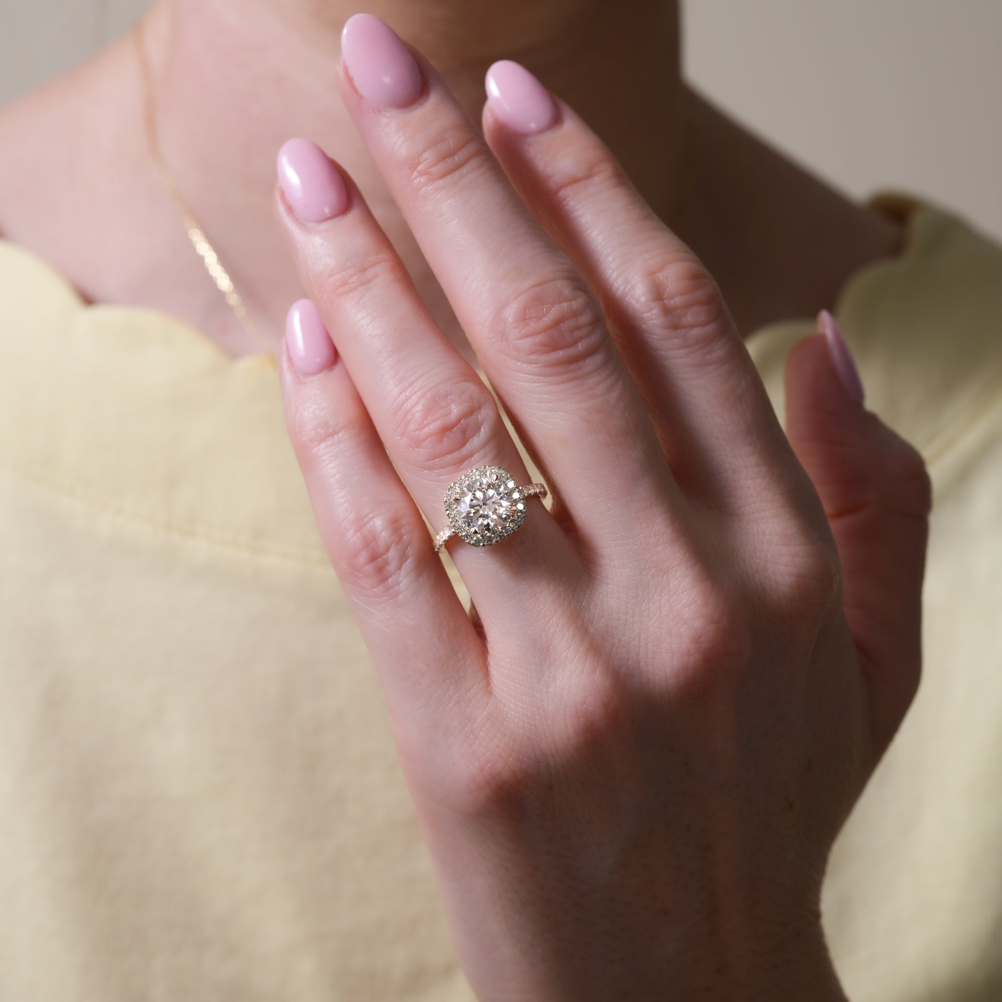 Stunning 1.0- 2.0 CT Cushion Moissanite Engagement Ring with Halo & Pave Design 6