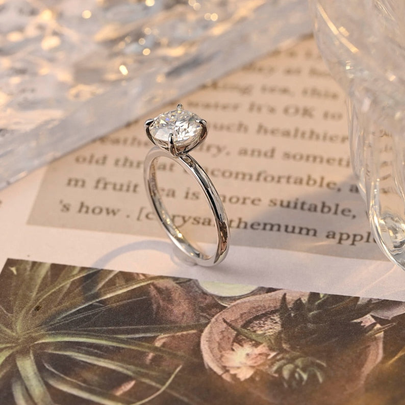 Stunning 2.0 CT Round Moissanite Engagement Ring with Solitaire Design 4