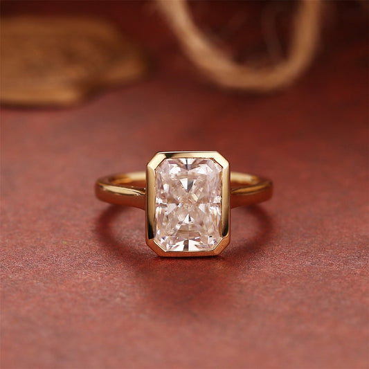 Stunning 3.0 CT Radiant Moissanite Engagement Ring with Bezel Design 1