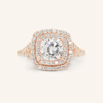 Stunning 1.0 CT Cushion Moissanite Engagement Ring with Double Halo & Pave Design 4