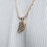 3 CT Round Moissanite Two Halves Wings Silver Pendant for Him 4