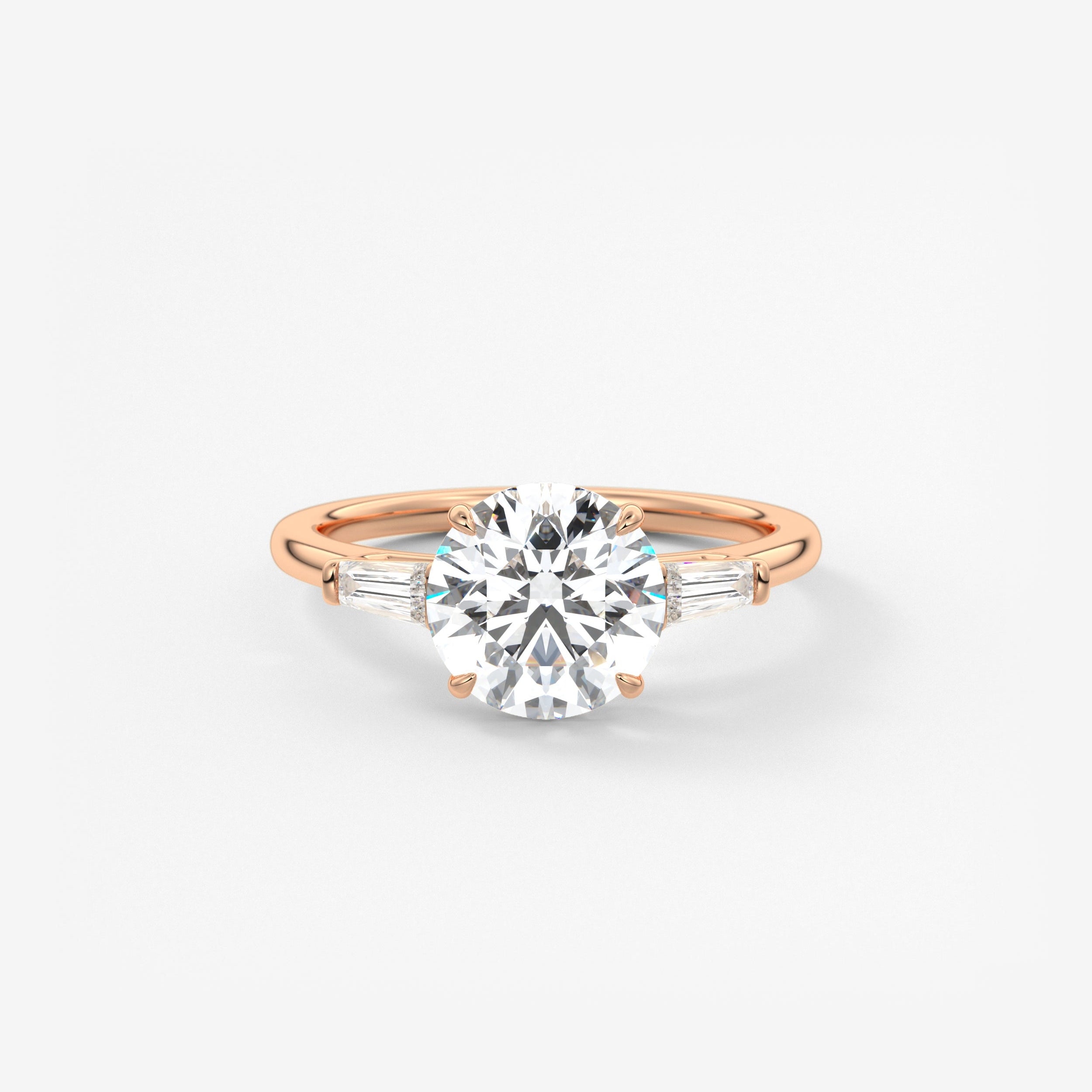 Round Three Stone Lab Grown Diamond Engagement Ring