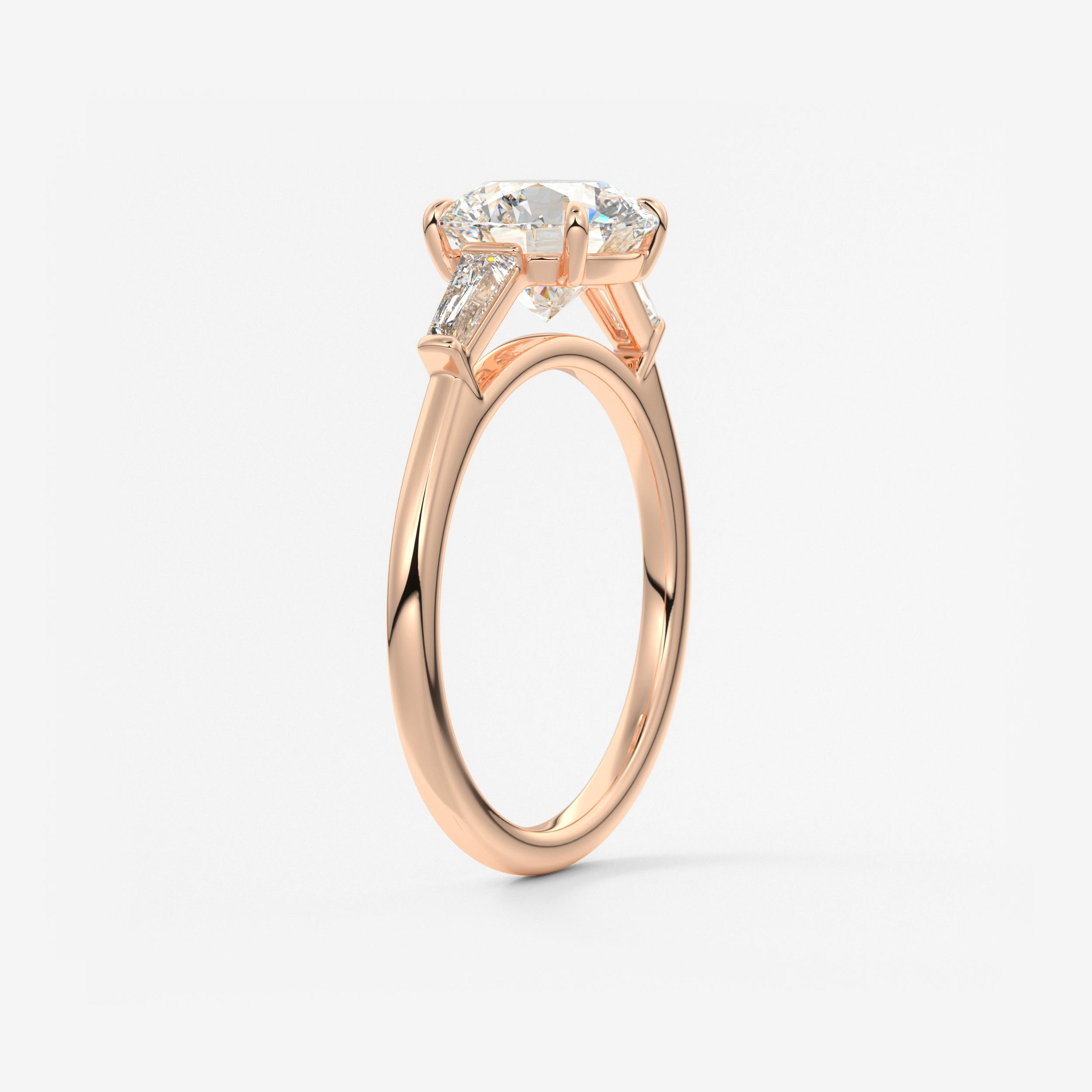 Round Three Stone Lab Grown Diamond Engagement Ring