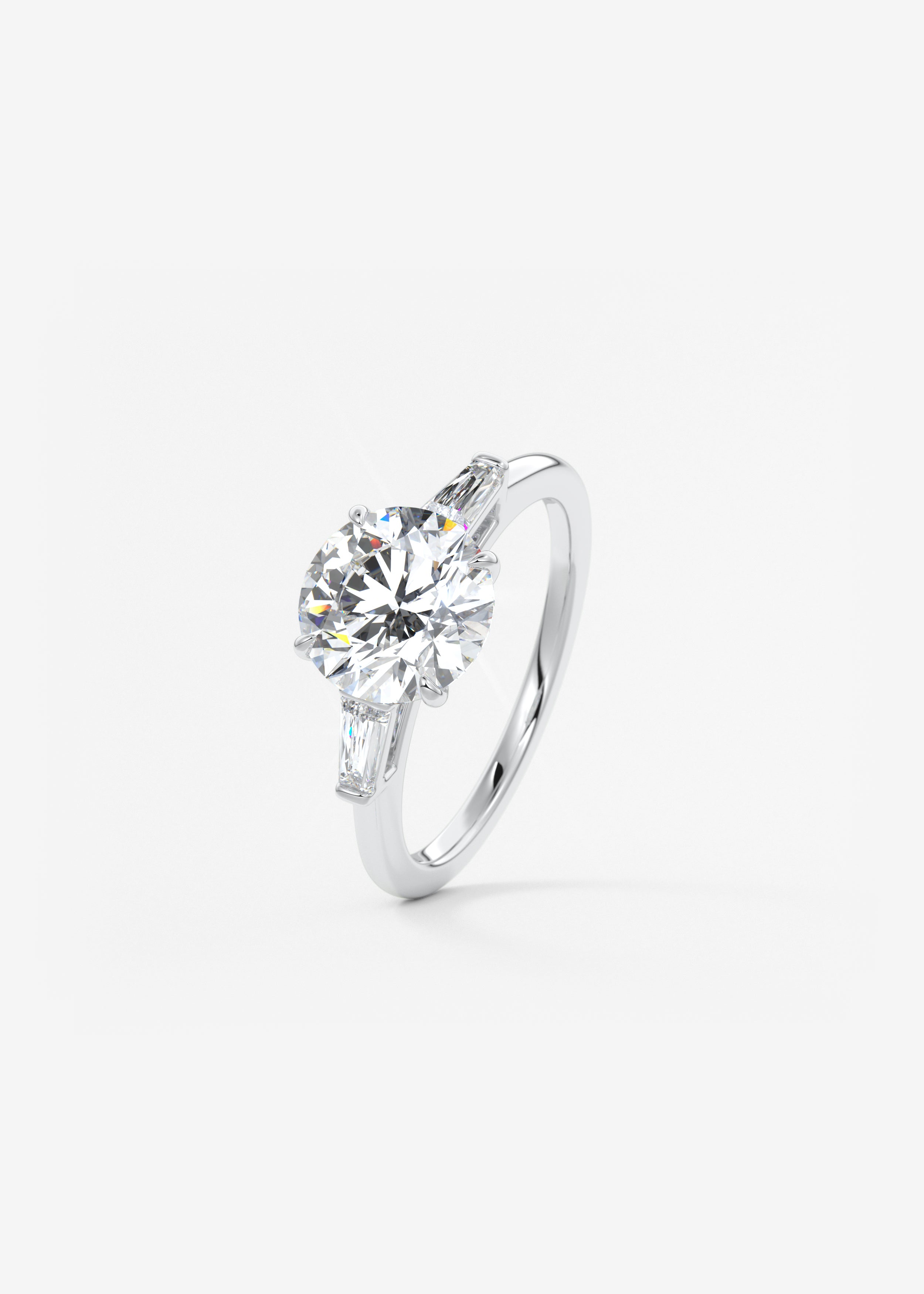 Round Three Stone Lab Grown Diamond Engagement Ring
