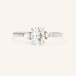 Stunning 1 CT Oval Moissanite Engagement Ring With Three Stone Design 8