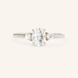 Stunning 1 CT Oval Moissanite Engagement Ring With Three Stone Design 8