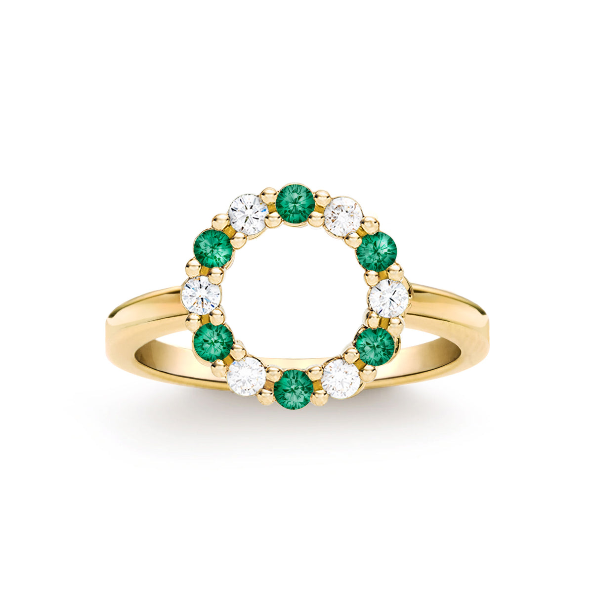 0.36 TCW Round Emerald Lab Made Diamond-May Birthstone Engagement Ring 1