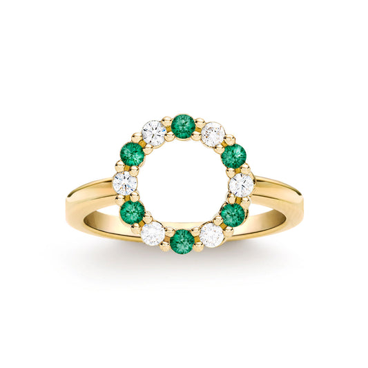 0.36 TCW Round Emerald Lab Made Diamond-May Birthstone Engagement Ring 1