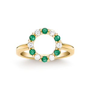 0.36 TCW Round Emerald Lab Made Diamond-May Birthstone Engagement Ring