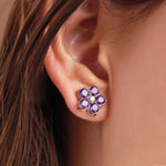 0.20 CT Round Amethyst Lab Made Diamond- February Birthstone Studs 7
